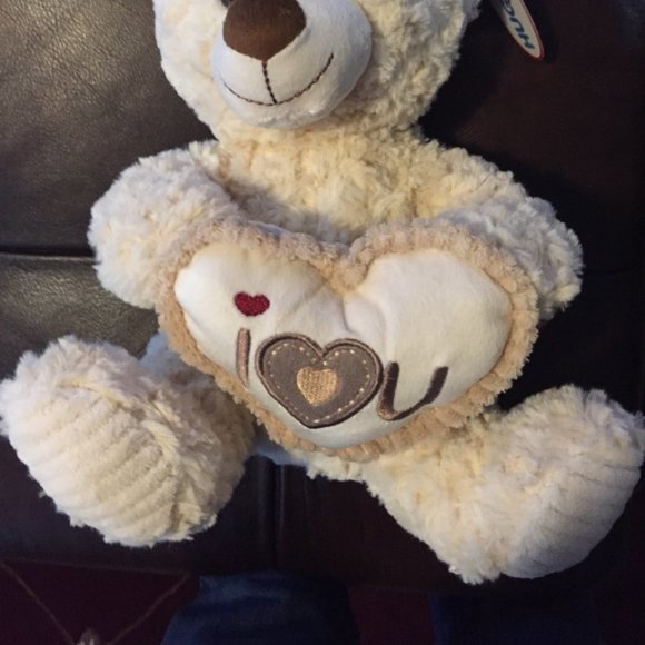 Teddy Bear Stuffed Animal New Holding Heart That Says "I Love You" - Picture 2 of 4